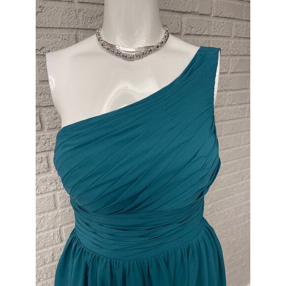 Zaxants One Shoulder Deep Teal Fit & Flare Dress Size S - Picture 2 of 10